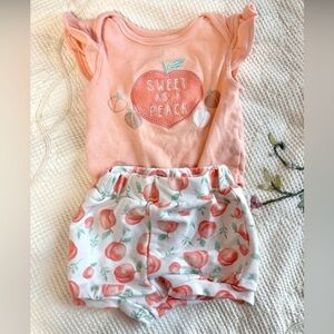 Peach Themed Baby Outfit size 3-6 months